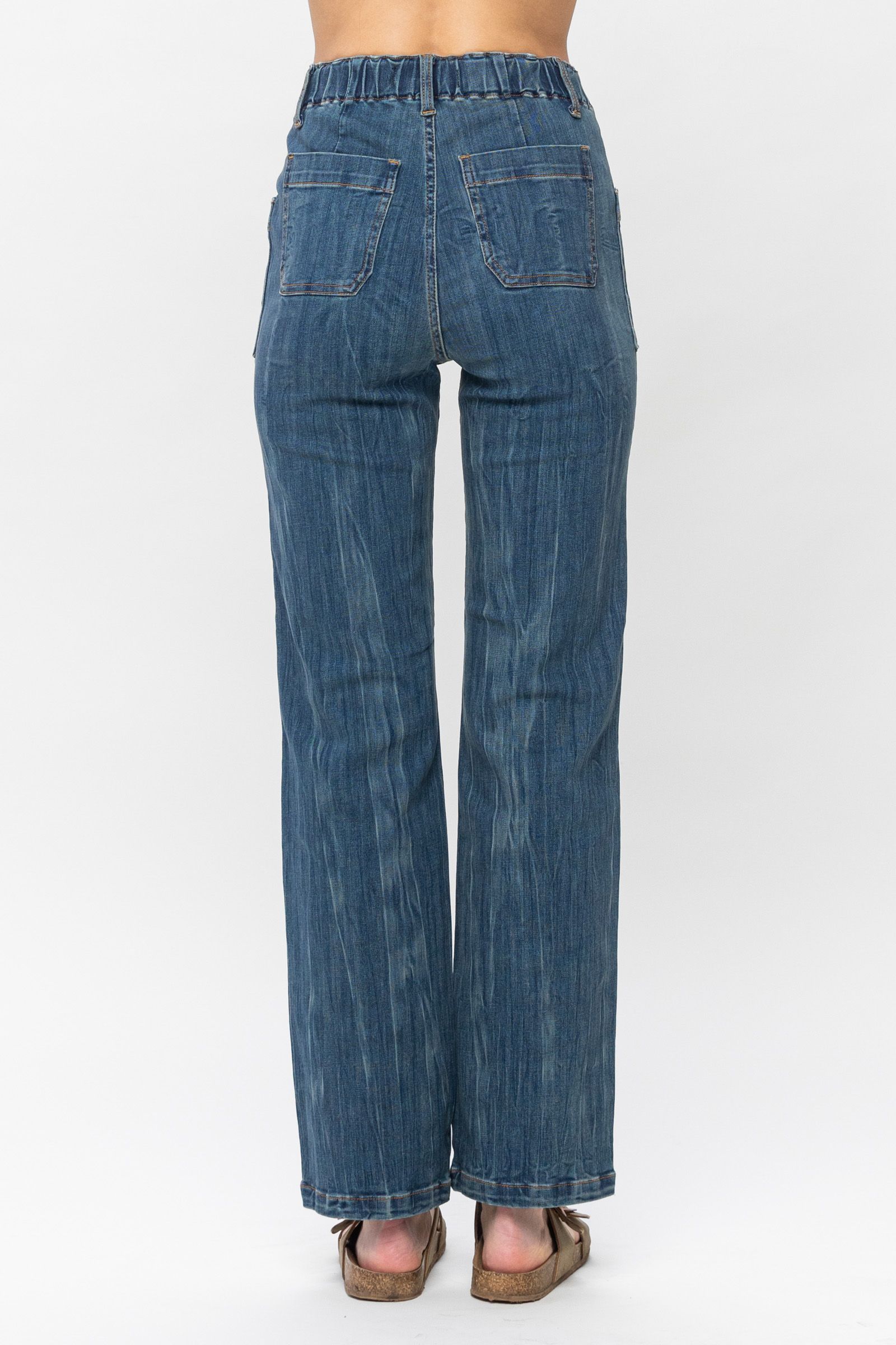 Vintage Elastic Waist Straight
