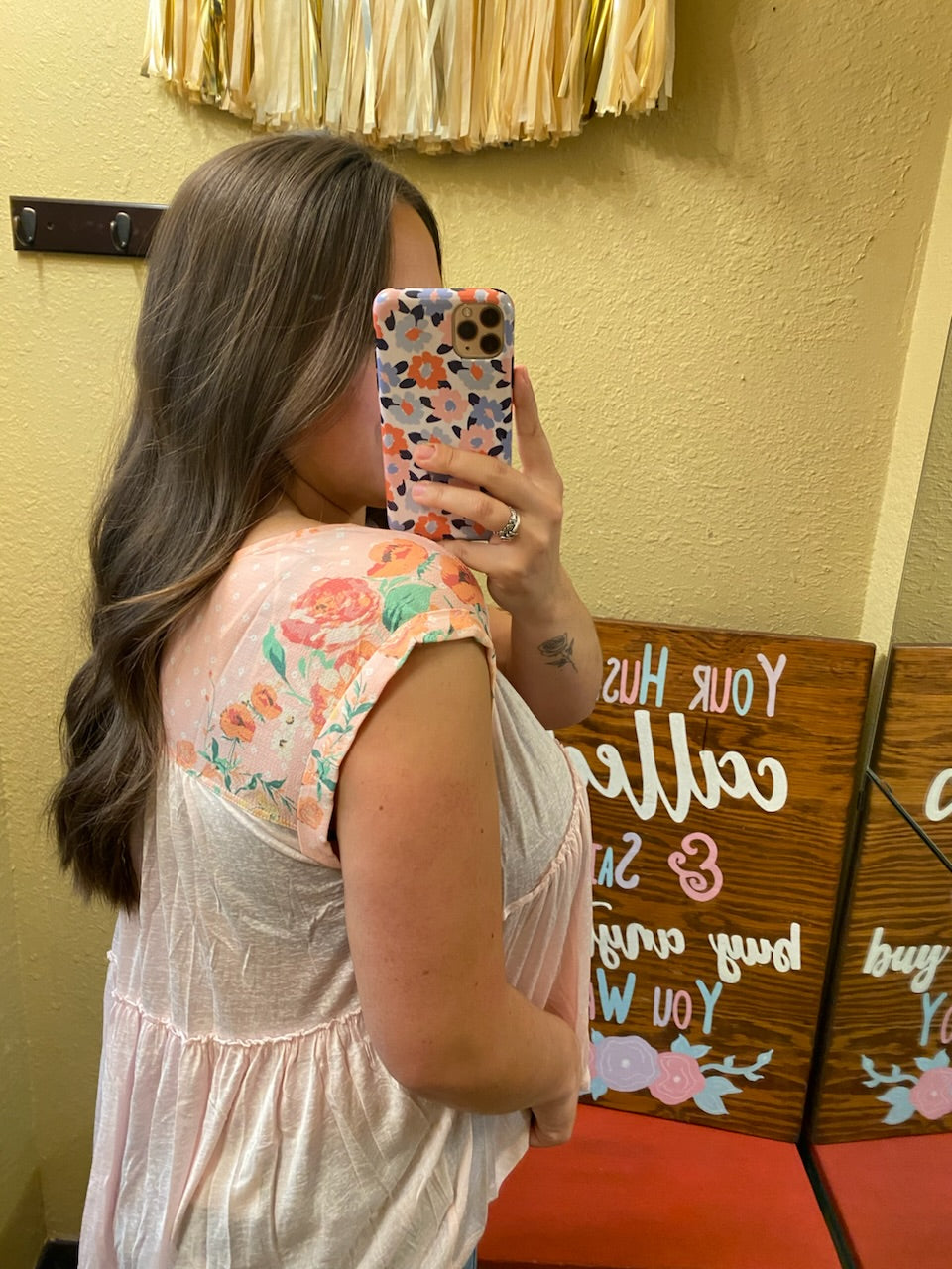 Sheer Floral Print Top