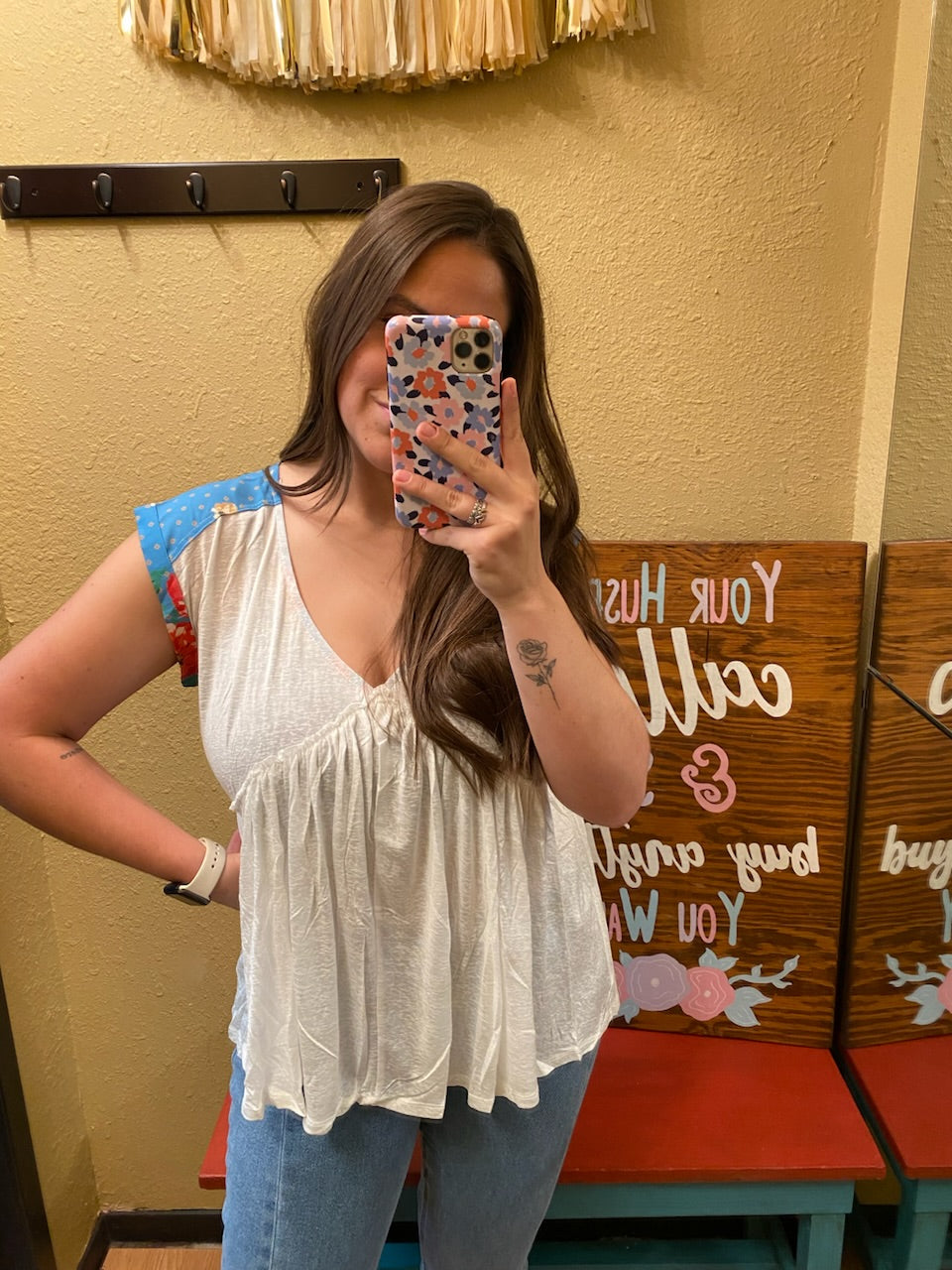 Sheer Floral Print Top