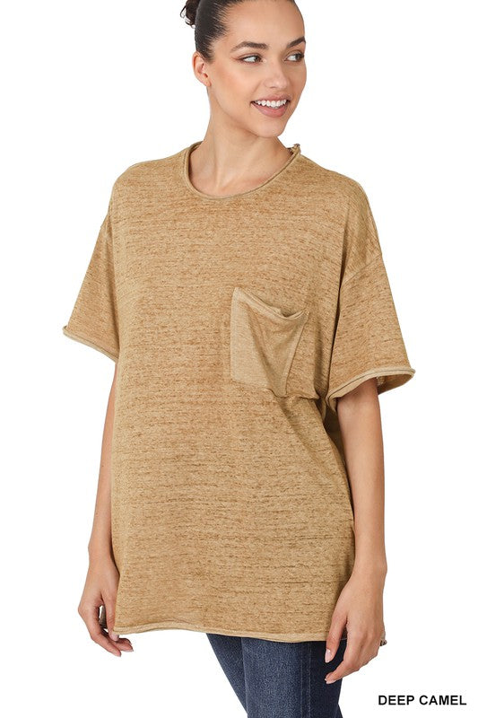 OVERSIZED MELANGE BURNOUT RAW EDGE TEE