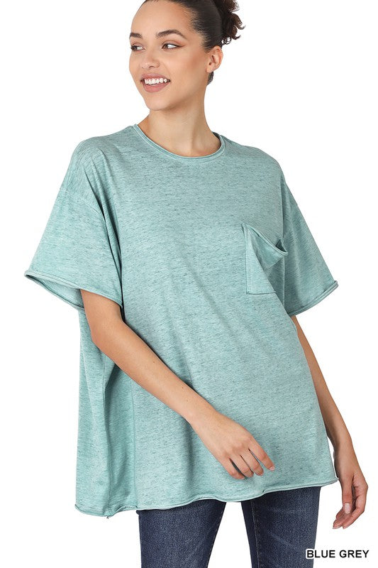 OVERSIZED MELANGE BURNOUT RAW EDGE TEE