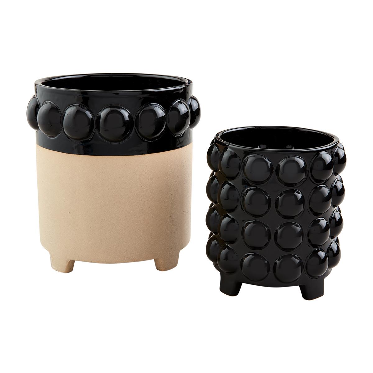 Black Bead Flower Pot Set