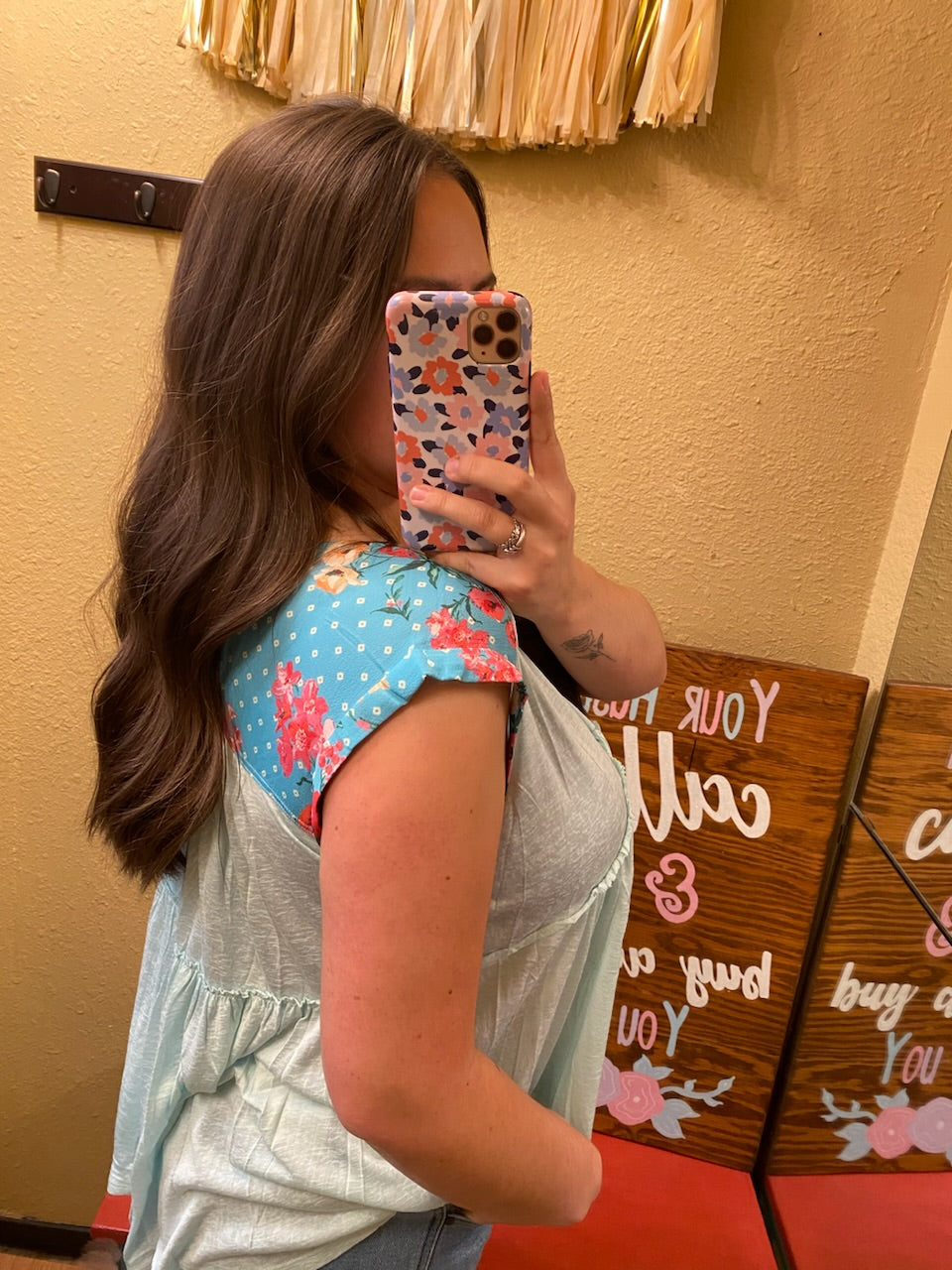 Sheer Floral Print Top