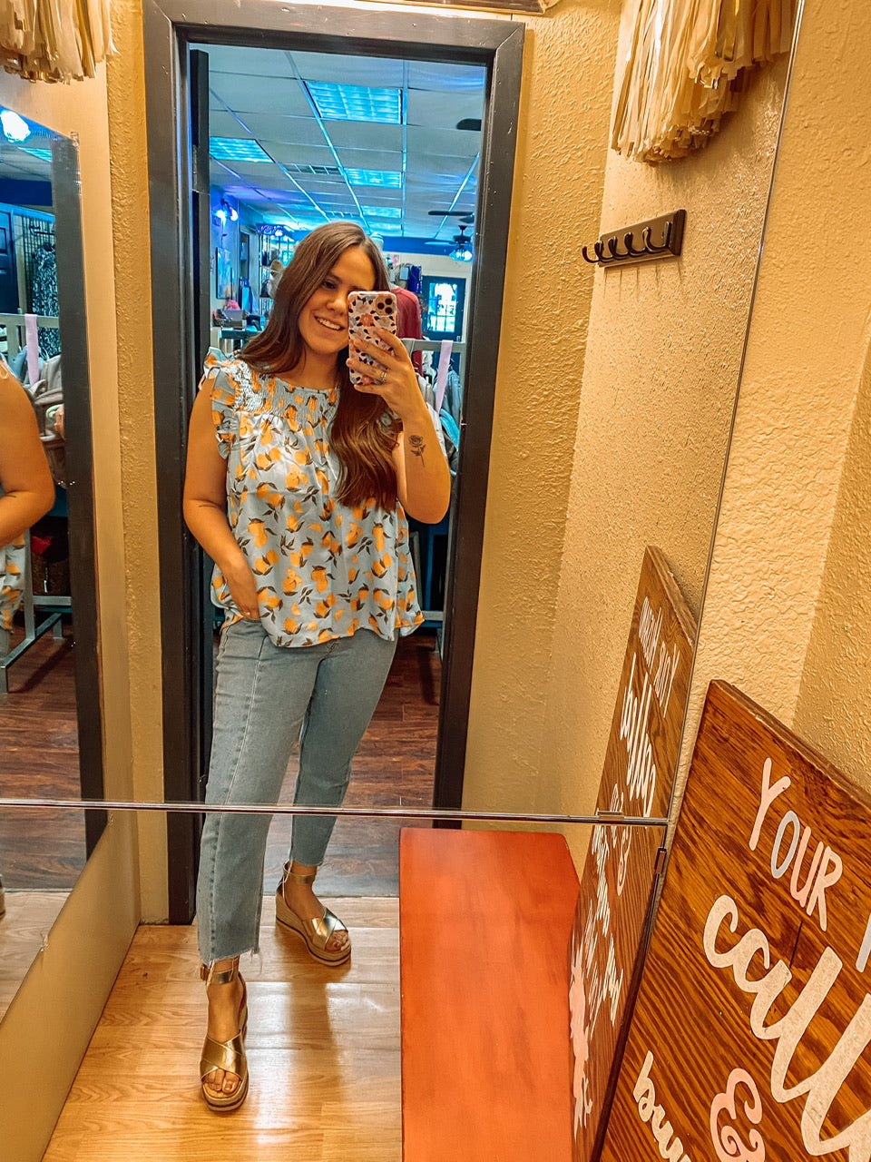 Satin Fruit Print Top