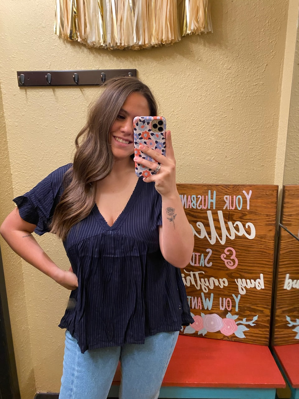 Deep V Crotchet Detailed Top