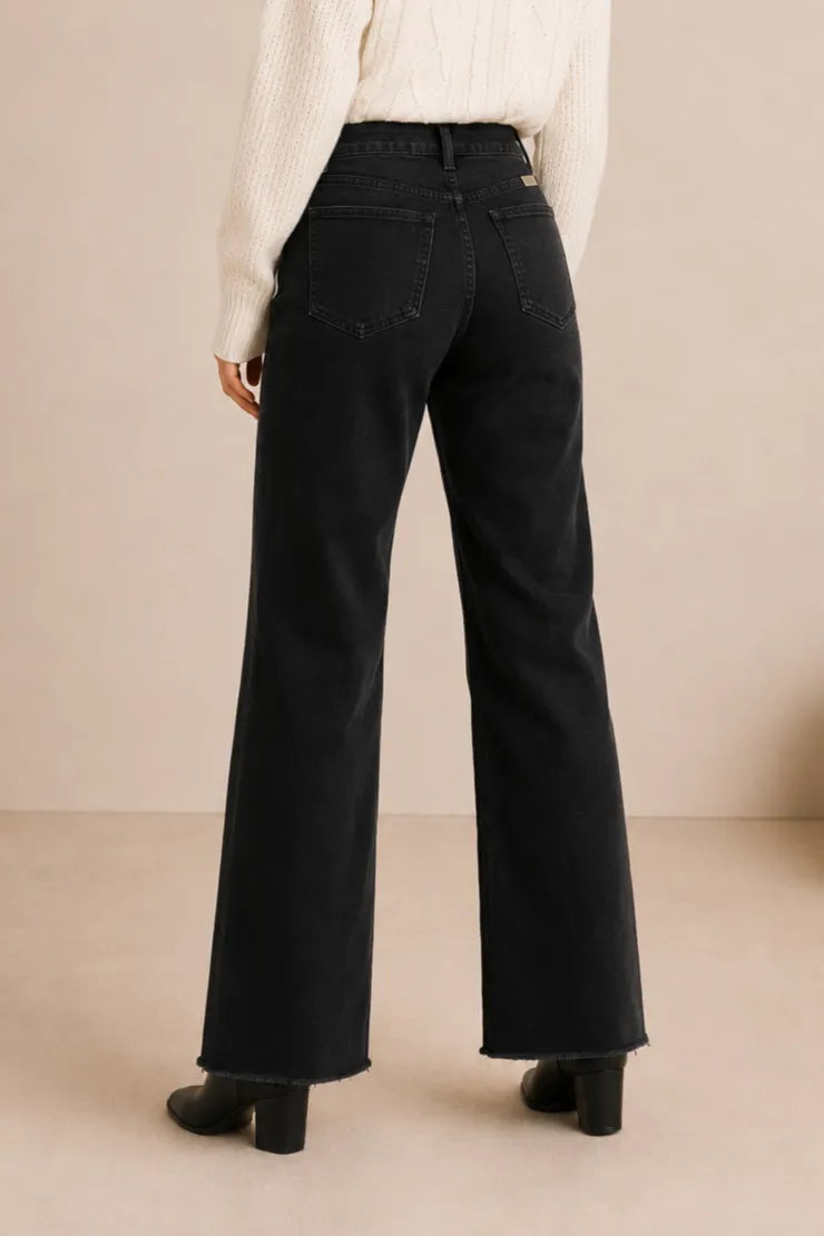 Wide Leg Jeans (Frayed Hem) Pine Apparel
