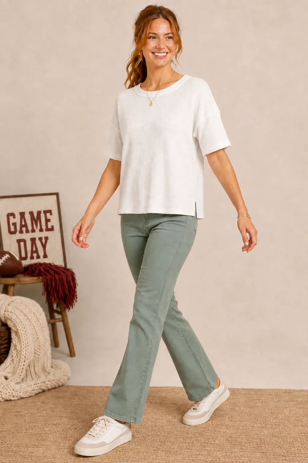 RIBBED KNIT RAW TRIM TEE Hip Chick Boutique