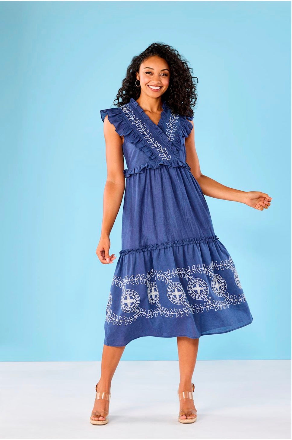 RADFORD EMBROIDERED MIDI DRESS Mudpie