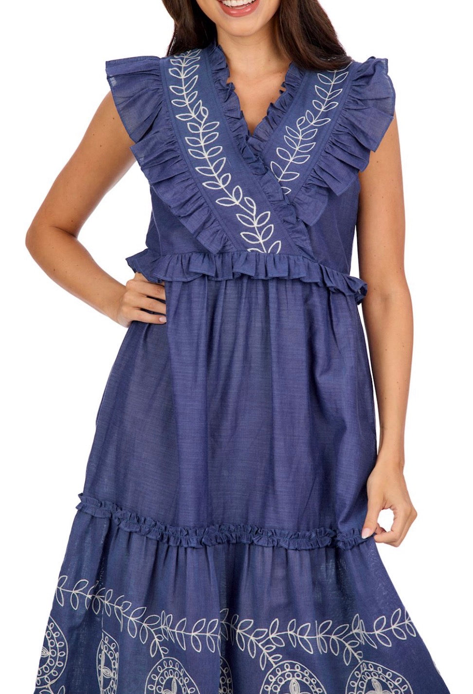 RADFORD EMBROIDERED MIDI DRESS Mudpie