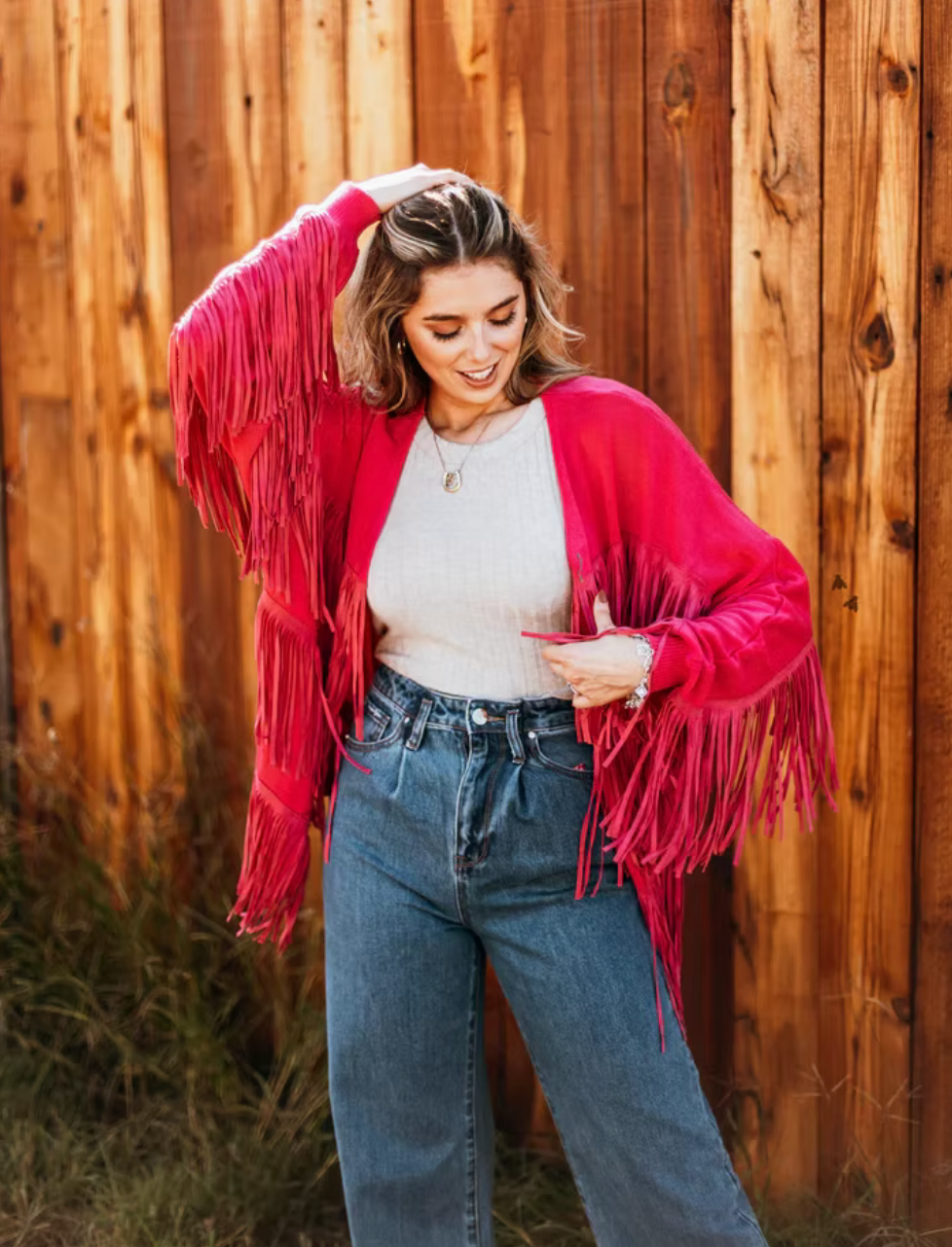 Fringe Fanatic Knit Cardigan * Pink