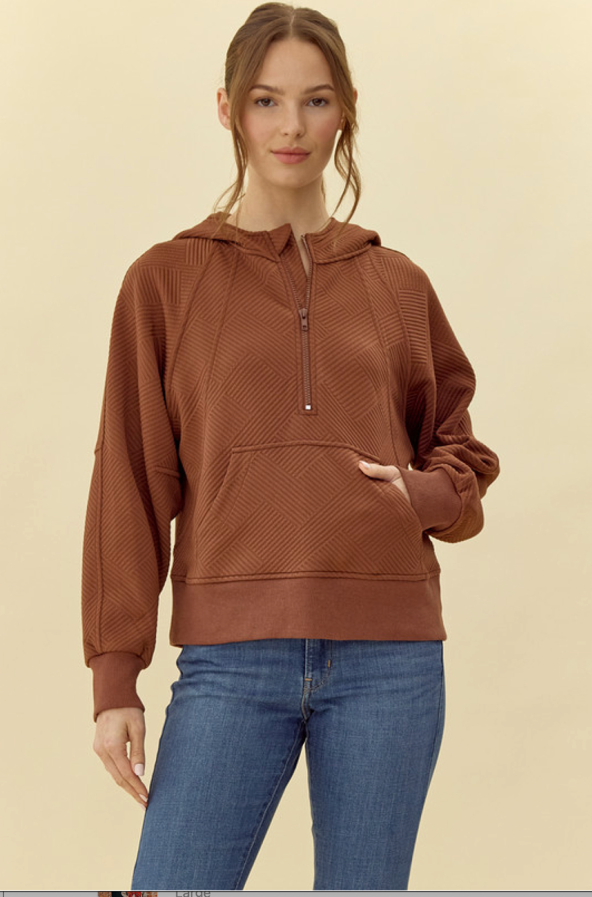 Textured Half-Zip Hoodie