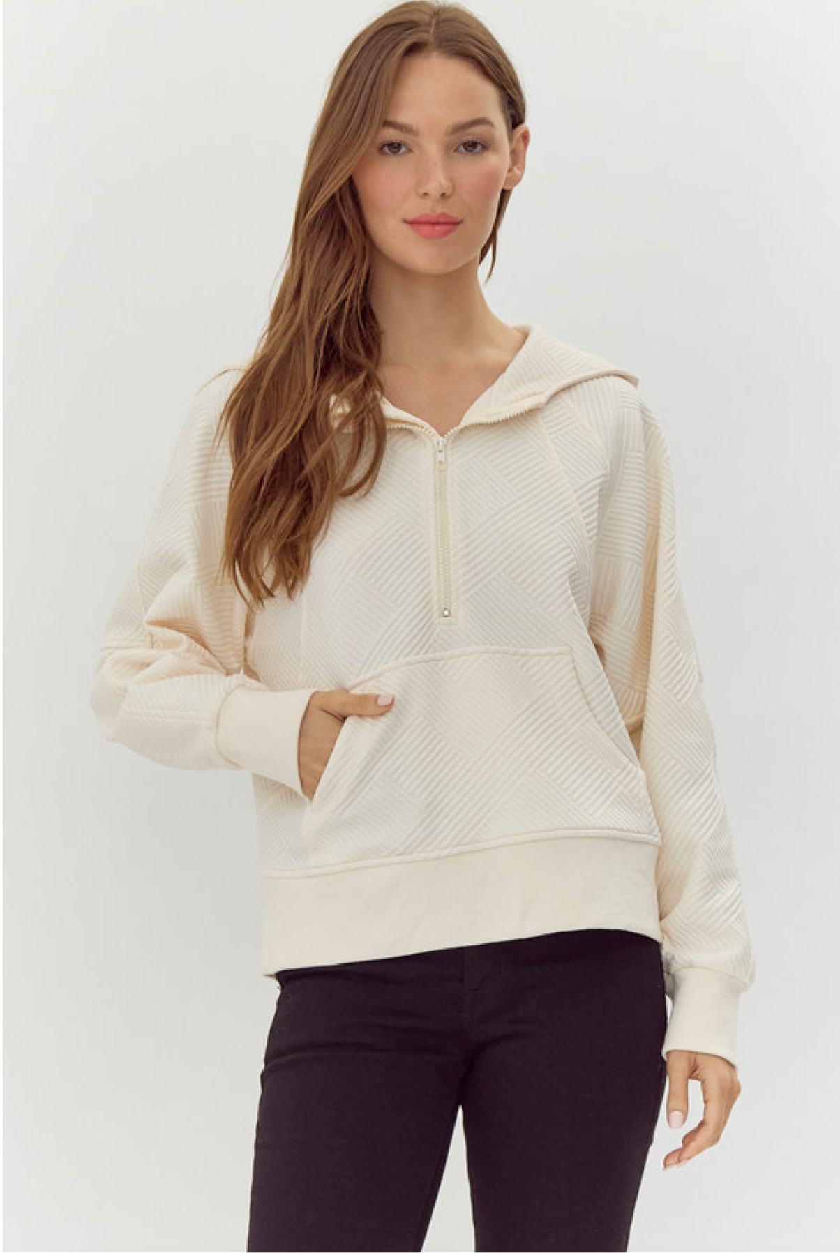 Textured Half-Zip Hoodie