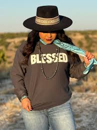 Blessed Applique Soft Corded Top