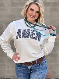 Amen With Grey Leopard Applique Sweatshirt