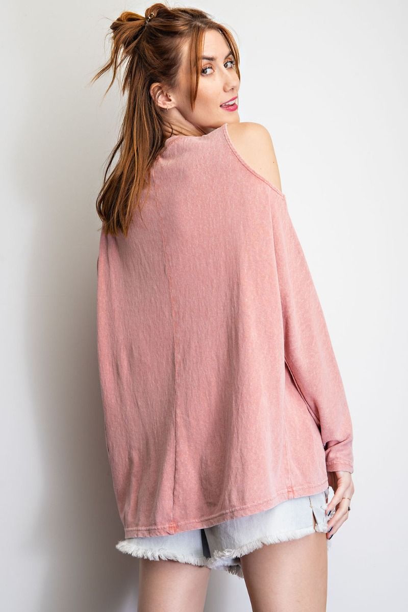 Cold Shoulder Wash Knit Top