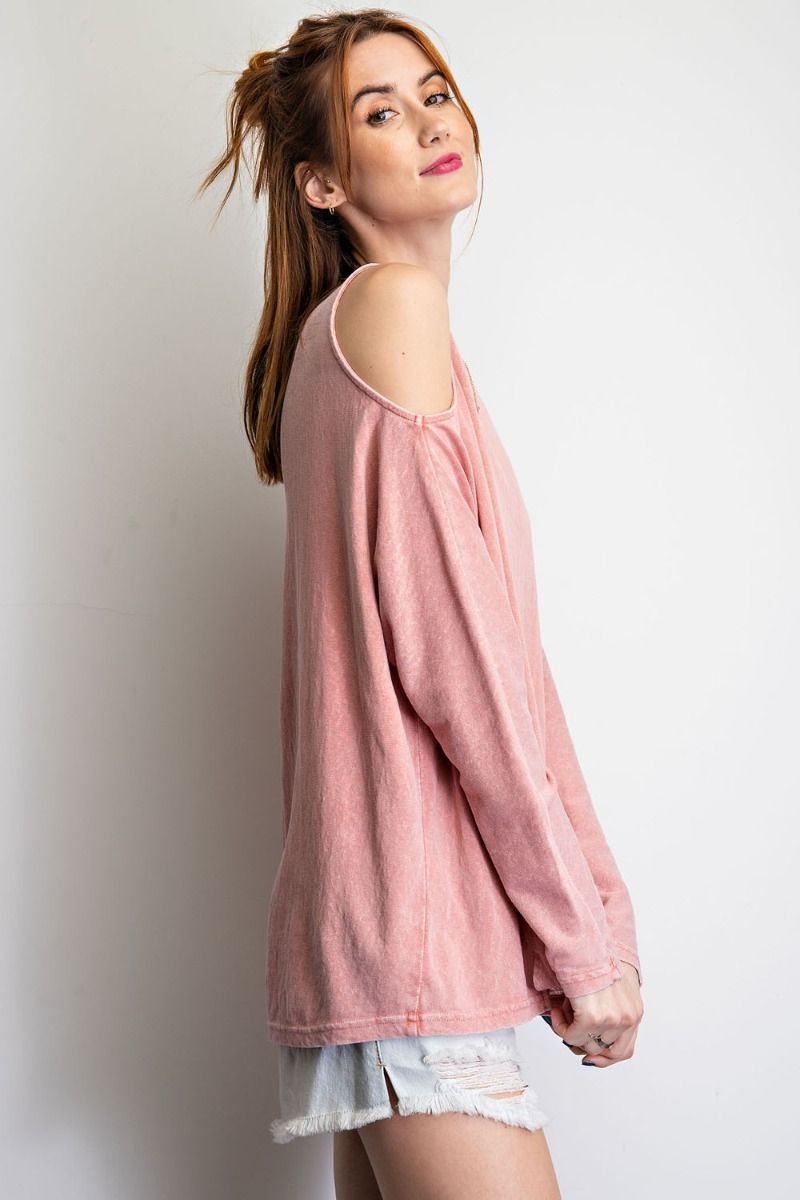 Cold Shoulder Wash Knit Top