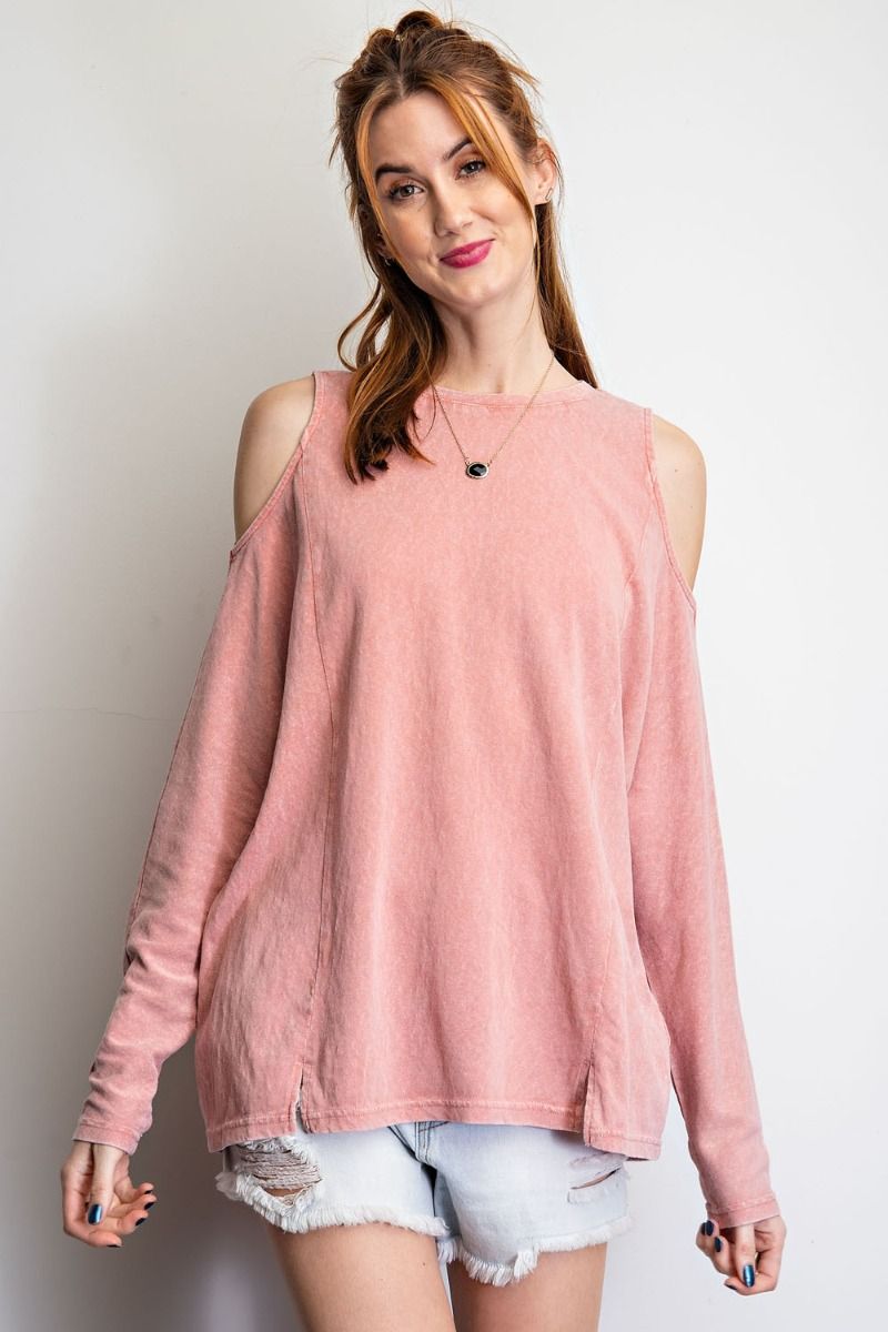 Cold Shoulder Wash Knit Top