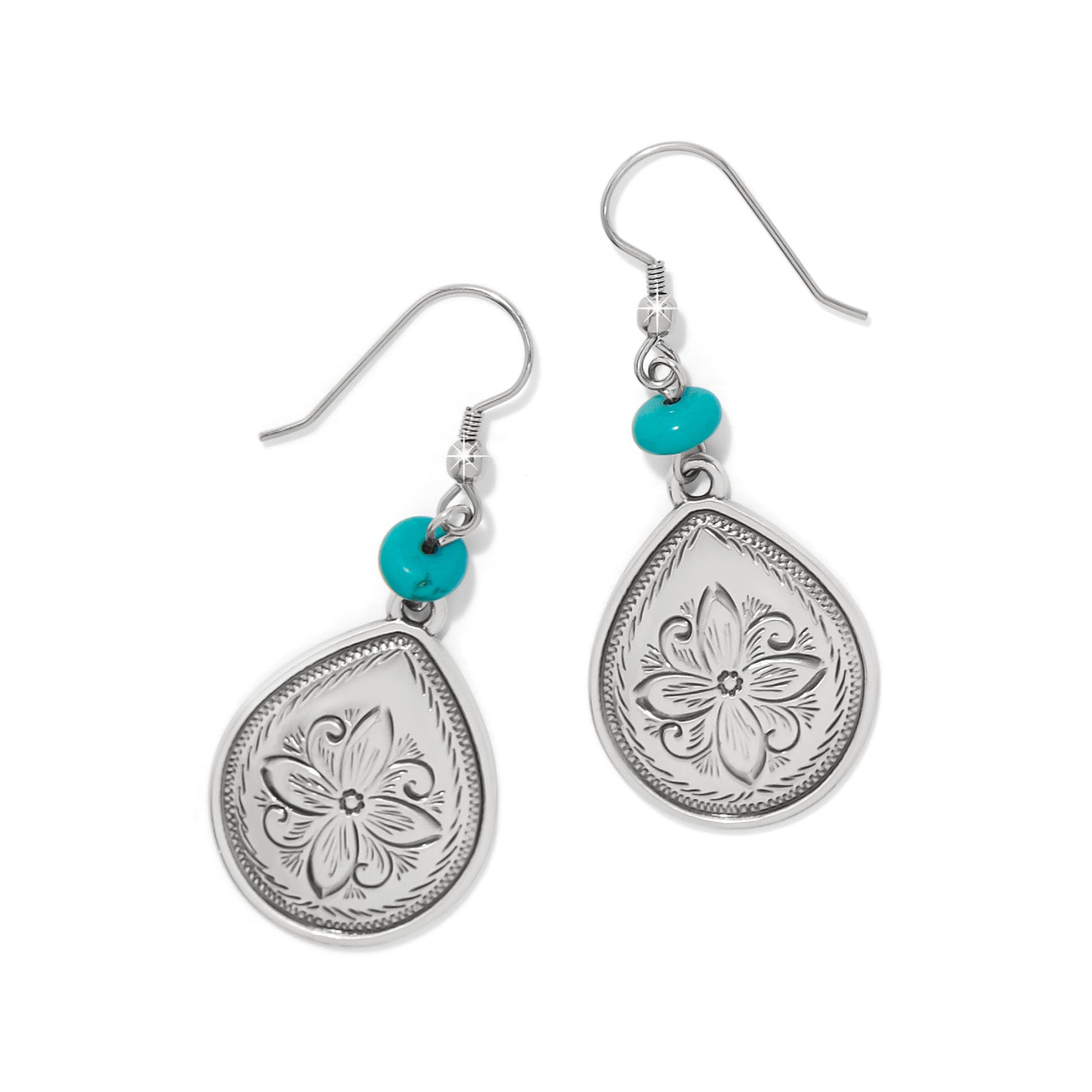 Mosaic Turquoise Teardrop French Wire Earrings