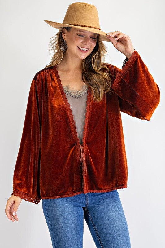 Velvet Cardigan (Burnt Orange)